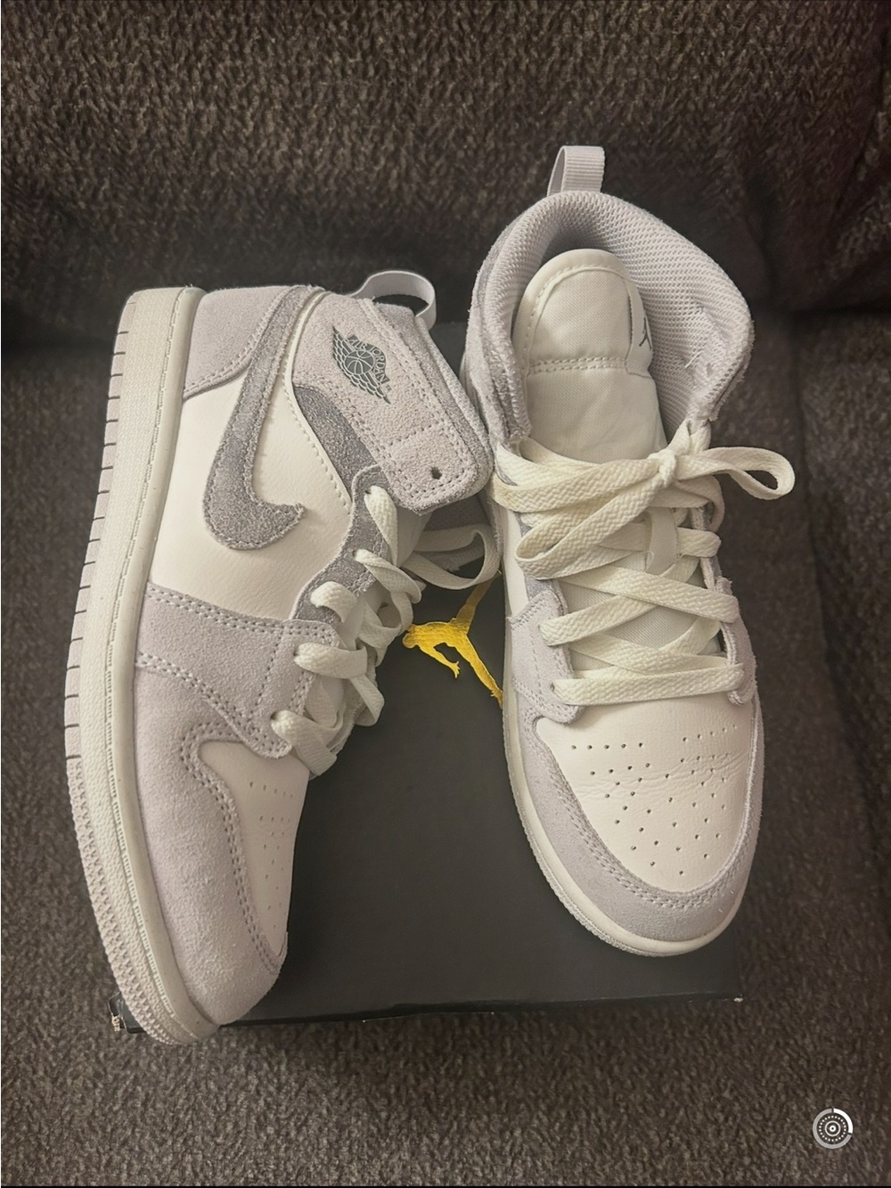 Jordan Kids High-Top Sneakers in White and Light Gray